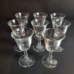 Vtg Cordial Liqueur Glasses~Hexagonal Stemware~Flared Rim~3.5"~Set of 8